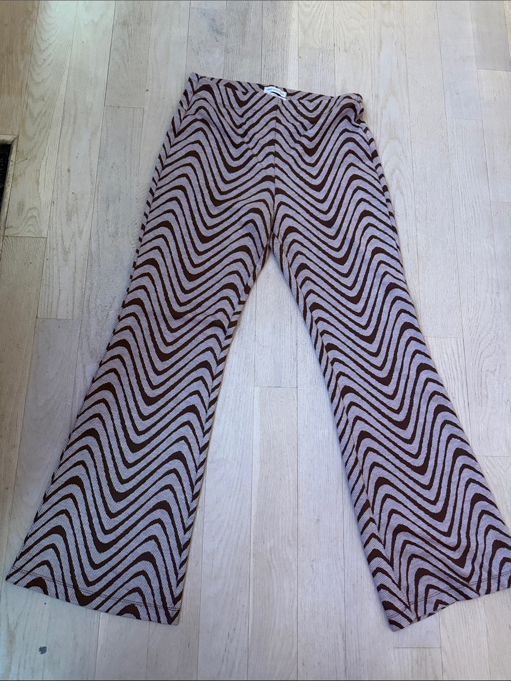 Urban Outfitters Brown and Cream Zigzag Knit Pants